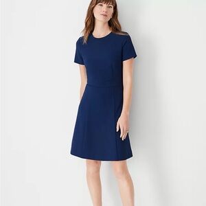 Ann Taylor Classic Flare Dress Navy Blue Size 2